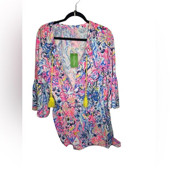 Lilly Pulitzer NWT Colorful Romper with tassels size L - Picture 2 of 6
